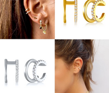 Laden Sie das Bild in den Galerie-Viewer, Doppel Kristalle Ear Cuff 925 Sterling Silber piercinginspiration®