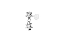 Laden Sie das Bild in den Galerie-Viewer, PTFE Titan Zwei Sterne Innengewinde Labret Piercing piercinginspiration®