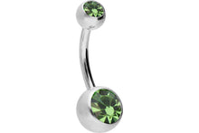 Laden Sie das Bild in den Galerie-Viewer, 2 Kristalle Bauchnabelpiercing Barbell Chirurgenstahl piercinginspiration®