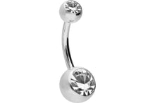 Laden Sie das Bild in den Galerie-Viewer, 2 Kristalle Bauchnabelpiercing Barbell Chirurgenstahl piercinginspiration®