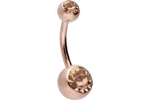 Laden Sie das Bild in den Galerie-Viewer, 2 Kristalle Bauchnabelpiercing Barbell Chirurgenstahl piercinginspiration®