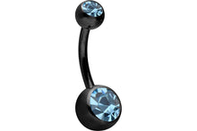 Laden Sie das Bild in den Galerie-Viewer, 2 Kristalle Bauchnabelpiercing Barbell Chirurgenstahl piercinginspiration®