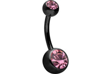 Laden Sie das Bild in den Galerie-Viewer, 2 Kristalle Bauchnabelpiercing Barbell Chirurgenstahl piercinginspiration®