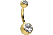 Laden Sie das Bild in den Galerie-Viewer, 2 Kristalle Bauchnabelpiercing Barbell Chirurgenstahl piercinginspiration®