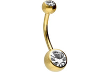 Laden Sie das Bild in den Galerie-Viewer, Titan 2 Kristalle Bauchnabelpiercing piercinginspiration®
