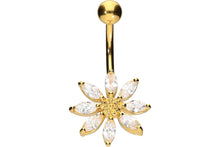 Laden Sie das Bild in den Galerie-Viewer, Blume 8 Kristalle Bauchnabelpiercing Barbell piercinginspiration®