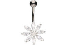 Laden Sie das Bild in den Galerie-Viewer, Blume 8 Kristalle Bauchnabelpiercing Barbell piercinginspiration®