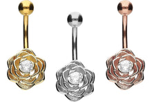 Laden Sie das Bild in den Galerie-Viewer, Blume Kristall Bauchnabelpiercing Barbell piercinginspiration®