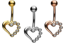 Laden Sie das Bild in den Galerie-Viewer, Kristall Herz Bauchnabelpiercing Barbell piercinginspiration®