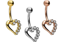 Laden Sie das Bild in den Galerie-Viewer, Kristall Herz Bauchnabelpiercing Barbell piercinginspiration®