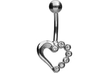 Laden Sie das Bild in den Galerie-Viewer, Kristall Herz Bauchnabelpiercing Barbell piercinginspiration®