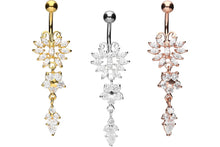 Laden Sie das Bild in den Galerie-Viewer, Schmetterling Blume Kristall Bauchnabelpiercing Barbell piercinginspiration®