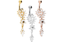 Laden Sie das Bild in den Galerie-Viewer, Schmetterling Blume Kristall Bauchnabelpiercing Barbell piercinginspiration®