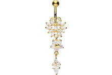 Laden Sie das Bild in den Galerie-Viewer, Schmetterling Blume Kristall Bauchnabelpiercing Barbell piercinginspiration®