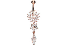Laden Sie das Bild in den Galerie-Viewer, Schmetterling Blume Kristall Bauchnabelpiercing Barbell piercinginspiration®
