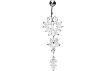 Laden Sie das Bild in den Galerie-Viewer, Schmetterling Blume Kristall Bauchnabelpiercing Barbell piercinginspiration®