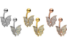 Laden Sie das Bild in den Galerie-Viewer, Schmetterling Kristall Bauchnabelpiercing Barbell piercinginspiration®