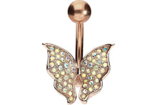 Laden Sie das Bild in den Galerie-Viewer, Schmetterling Kristall Bauchnabelpiercing Barbell piercinginspiration®