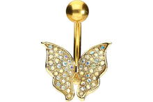 Laden Sie das Bild in den Galerie-Viewer, Schmetterling Kristall Bauchnabelpiercing Barbell piercinginspiration®
