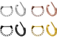 Laden Sie das Bild in den Galerie-Viewer, 11 Eingefasste Kristalle Septum Daith Clicker Ring piercinginspiration®