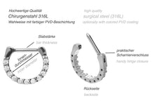 Laden Sie das Bild in den Galerie-Viewer, 11 Eingefasste Kristalle Septum Daith Clicker Ring piercinginspiration®
