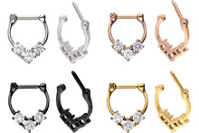 Laden Sie das Bild in den Galerie-Viewer, Anker Clicker Ring 3 Große Kristalle piercinginspiration®