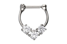 Laden Sie das Bild in den Galerie-Viewer, Anker Clicker Ring 3 Große Kristalle piercinginspiration®