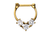 Laden Sie das Bild in den Galerie-Viewer, Anker Clicker Ring 3 Große Kristalle piercinginspiration®