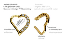Laden Sie das Bild in den Galerie-Viewer, Herz Kristall Clicker Ring piercinginspiration®