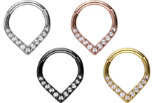 Laden Sie das Bild in den Galerie-Viewer, Spitz Clicker Ring 11 Kristalle Chirurgenstahl piercinginspiration®