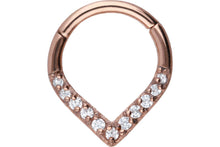 Laden Sie das Bild in den Galerie-Viewer, Spitz Clicker Ring 11 Kristalle Chirurgenstahl piercinginspiration®