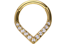 Laden Sie das Bild in den Galerie-Viewer, Spitz Clicker Ring 11 Kristalle Chirurgenstahl piercinginspiration®