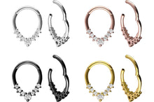 Laden Sie das Bild in den Galerie-Viewer, Clicker Ring Septum Daith 7 Kristalle Tropfen piercinginspiration®