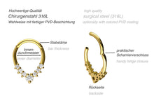 Laden Sie das Bild in den Galerie-Viewer, Clicker Ring Septum Daith 7 Kristalle Tropfen piercinginspiration®