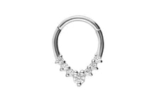 Laden Sie das Bild in den Galerie-Viewer, Clicker Ring Septum Daith 7 Kristalle Tropfen piercinginspiration®
