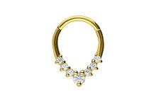 Laden Sie das Bild in den Galerie-Viewer, Clicker Ring Septum Daith 7 Kristalle Tropfen piercinginspiration®