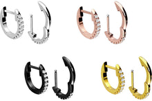 Laden Sie das Bild in den Galerie-Viewer, Kreolen Flach Multiple Kristalle Clicker Ring Paar Ohrringe piercinginspiration®