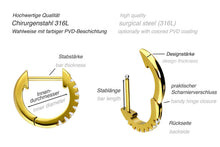 Laden Sie das Bild in den Galerie-Viewer, Kreolen Flach Multiple Kristalle Clicker Ring Paar Ohrringe piercinginspiration®