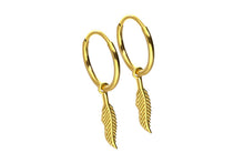 Laden Sie das Bild in den Galerie-Viewer, Kreolen Feder Clicker Ring Paar Ohrringe piercinginspiration®