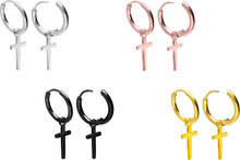 Laden Sie das Bild in den Galerie-Viewer, Kreolen Kreuz Clicker Ring Paar Ohrringe piercinginspiration®