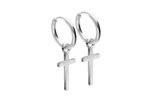 Laden Sie das Bild in den Galerie-Viewer, Kreolen Kreuz Clicker Ring Paar Ohrringe piercinginspiration®