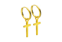 Laden Sie das Bild in den Galerie-Viewer, Kreolen Kreuz Clicker Ring Paar Ohrringe piercinginspiration®