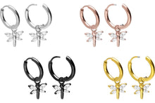 Laden Sie das Bild in den Galerie-Viewer, Kreolen Libelle Clicker Ring Paar Ohrringe piercinginspiration®