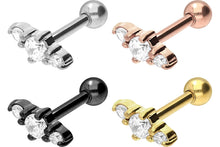 Laden Sie das Bild in den Galerie-Viewer, 3 Mini Kristalle Ohrpiercing Ohrstecker piercinginspiration®