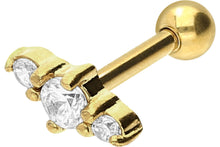 Laden Sie das Bild in den Galerie-Viewer, 3 Mini Kristalle Ohrpiercing Ohrstecker piercinginspiration®
