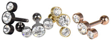 Laden Sie das Bild in den Galerie-Viewer, 3 Kristalle Ohrpiercing Ohrstecker piercinginspiration®