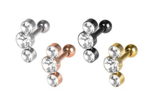 Laden Sie das Bild in den Galerie-Viewer, 3 Kristalle Ohrpiercing Ohrstecker piercinginspiration®