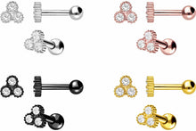 Laden Sie das Bild in den Galerie-Viewer, 3 Kristalle Pudding Kugeln Ohrpiercing Barbell piercinginspiration®