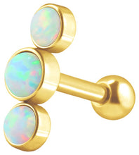 Laden Sie das Bild in den Galerie-Viewer, 3 Opale Ohrpiercing Ohrstecker piercinginspiration®