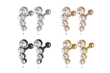 Laden Sie das Bild in den Galerie-Viewer, 4 Kristalle Helix Ohrpiercing Barbell piercinginspiration®